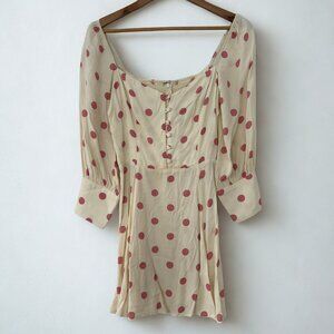 Reformation Pink and Cream Polka Dot Dress